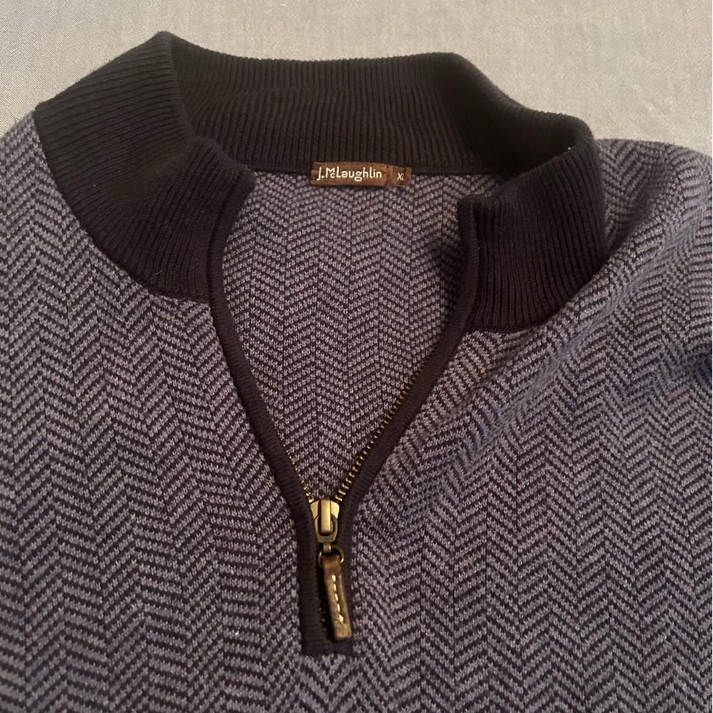 J. McLaughlin Men’s Navy and Blue Quarter ZipSweater